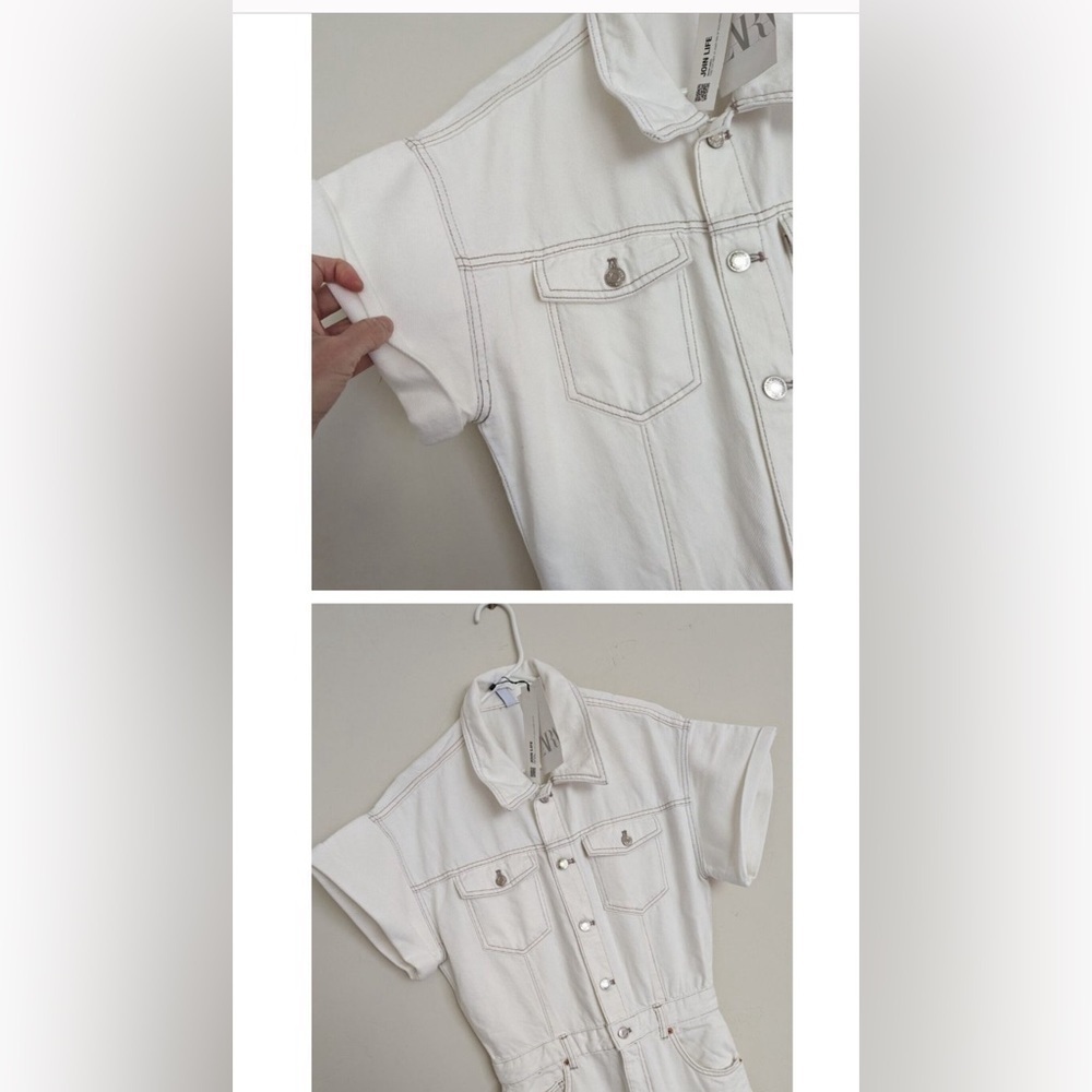 Zara long denim lapel collar jumpsuit 8197 217 - Picture 13 of 16